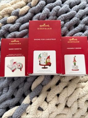 Hallmark Red Keepsake Ornament Boxes with Holiday Gnomes